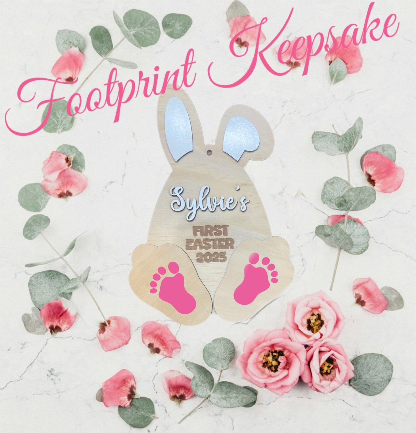 Baby’s First Easter Plaque -Personalised Footprint Keepsake